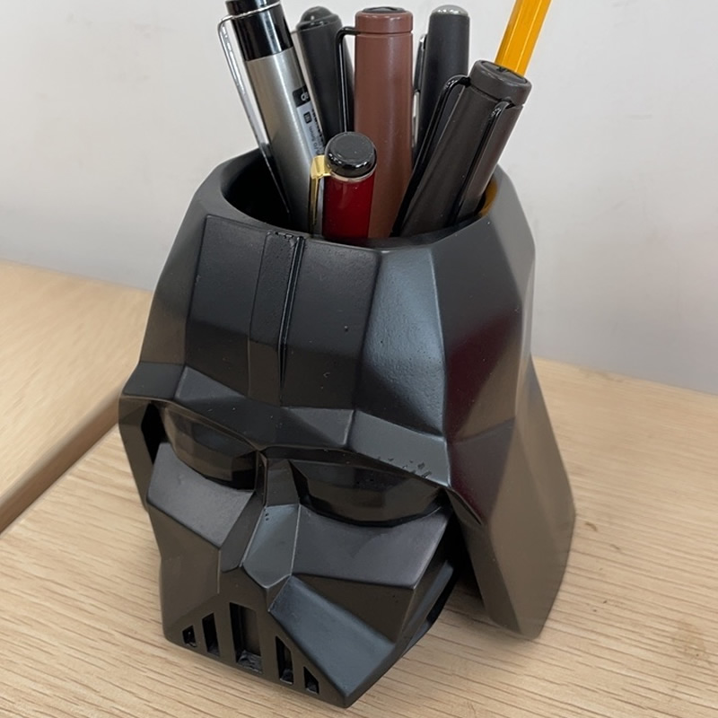 Abstract Geometric Black Mask Man Pen Holder