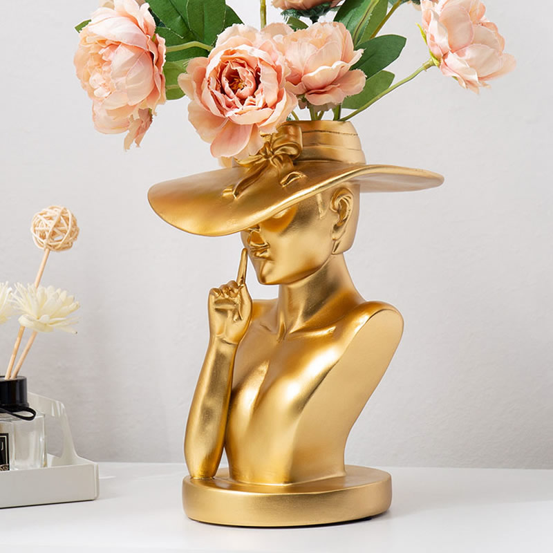 Beautiful Hat Girl Desktop Decoration Art Vase