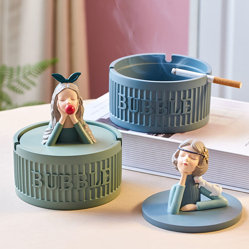 Cute Cartoon Girl Shape Round Ashtray