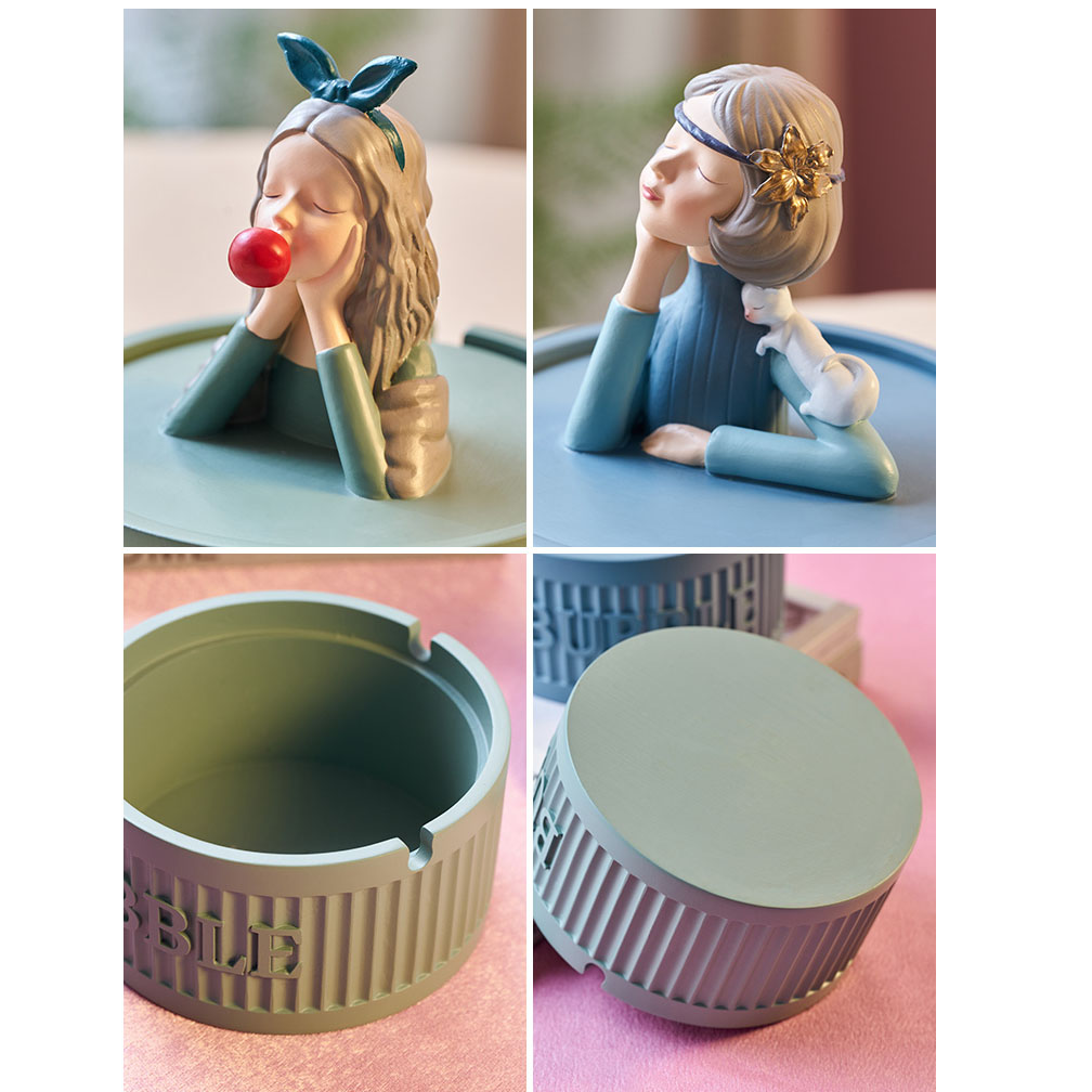 Cute Cartoon Girl Shape Round Ashtray