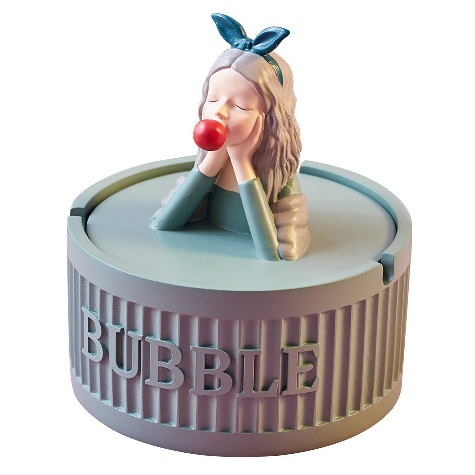 Cute Cartoon Girl Shape Round Ashtray