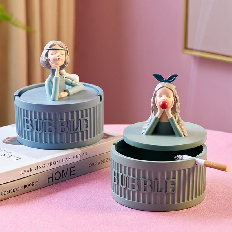 Cute Cartoon Girl Shape Round Ashtray