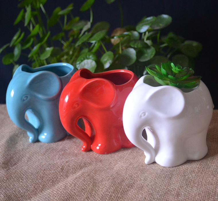 Cute Elephant Ceramic Small Flower Pot