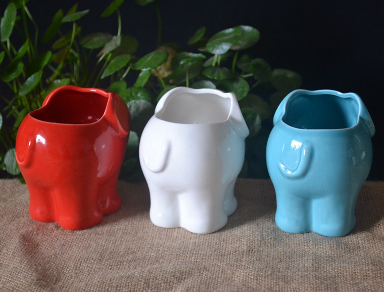 Cute Elephant Ceramic Small Flower Pot