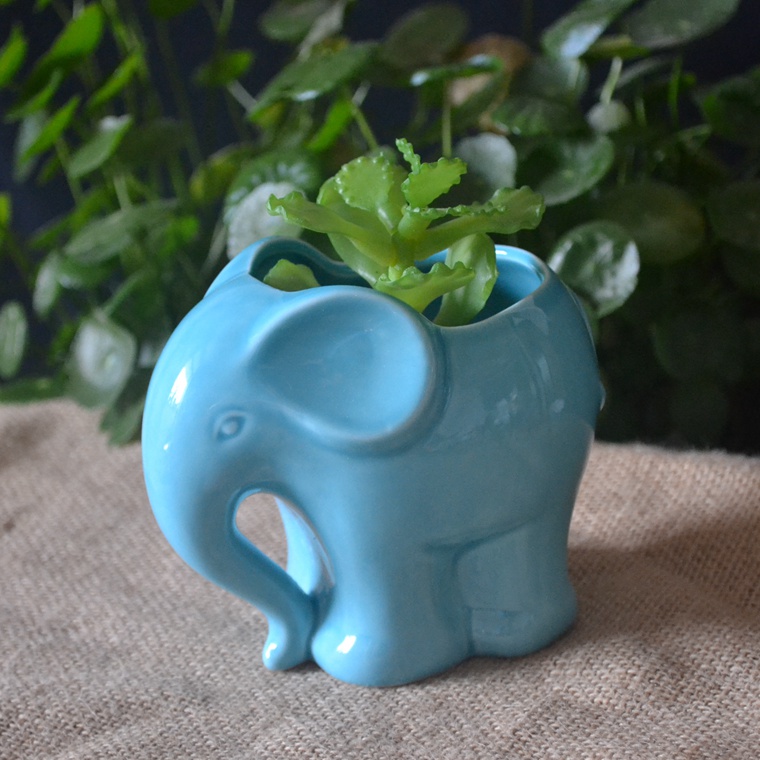 Cute Elephant Ceramic Small Flower Pot