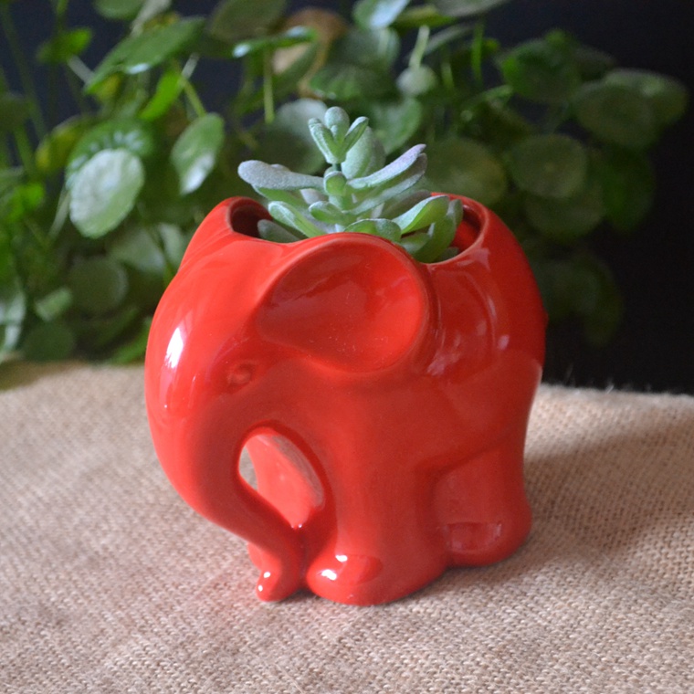 Cute Elephant Ceramic Small Flower Pot