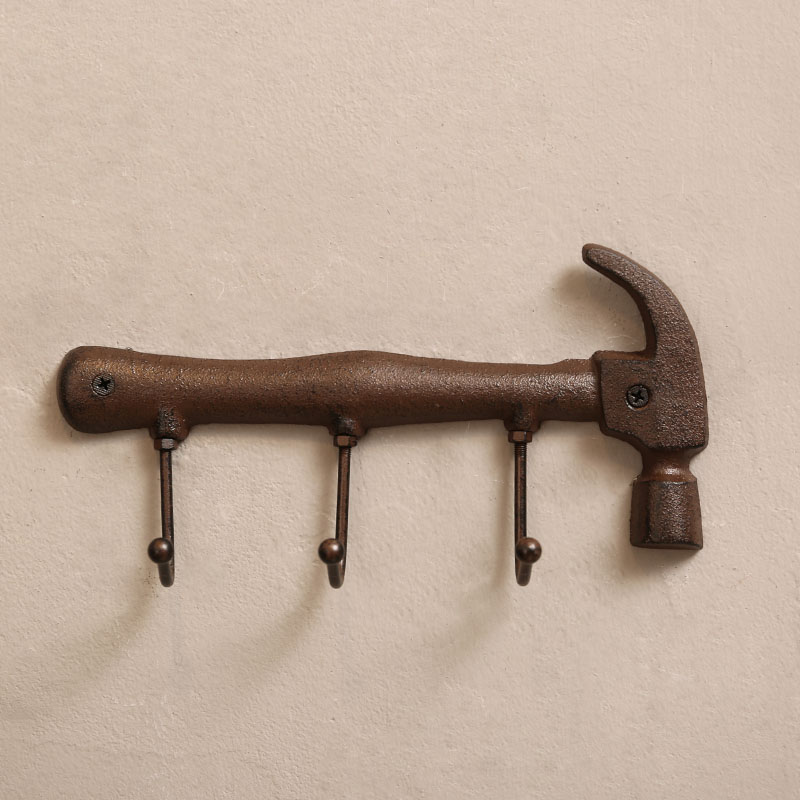 Retro Wrench Axe Tool Shape Wall Hook Clothes Hat Storage