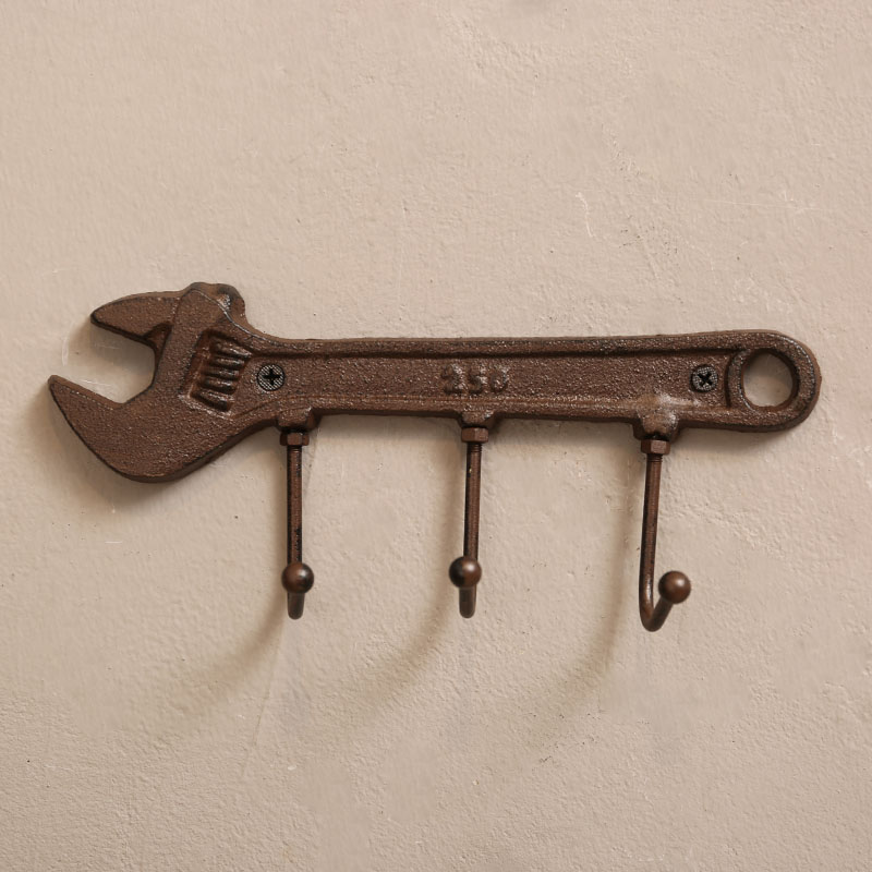 Retro Wrench Axe Tool Shape Wall Hook Clothes Hat Storage