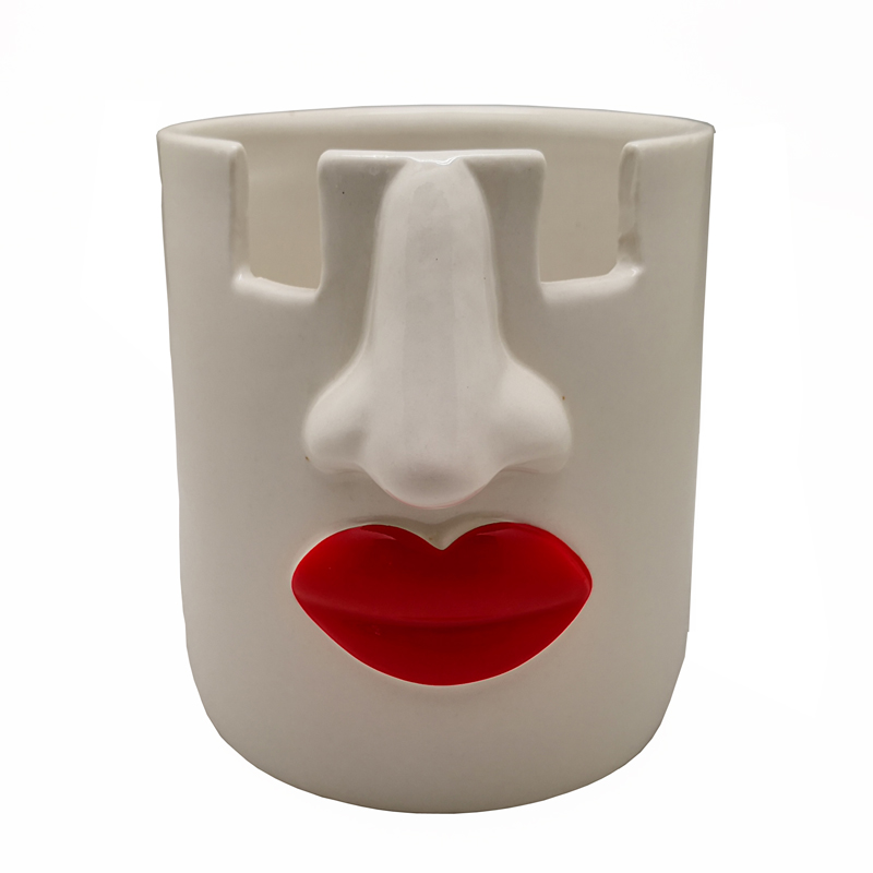 Sexy Woman Face Red Lips Glasses Holder Organize Pen Holder