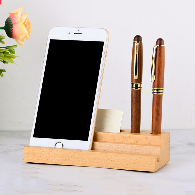 Wooden Multifunctional Organizing Phone Holder Pen Holder