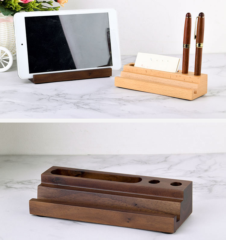 Wooden Multifunctional Organizing Phone Holder Pen Holder