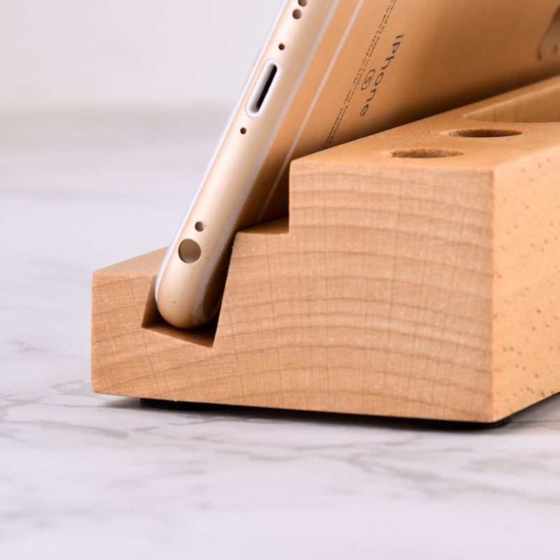 Wooden Multifunctional Organizing Phone Holder Pen Holder