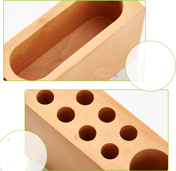 Wooden Multiple Holes Pen Holder Business Card Holder