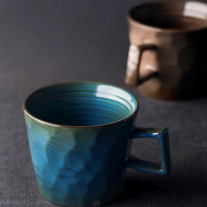 Retro Handmade Geometric Irregular Ceramic Coffee Cup