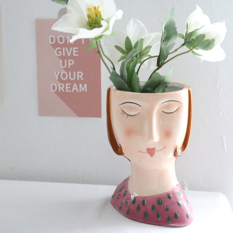 Beautiful Girl Desktop Organize Storage Pen Holder Flower Pot