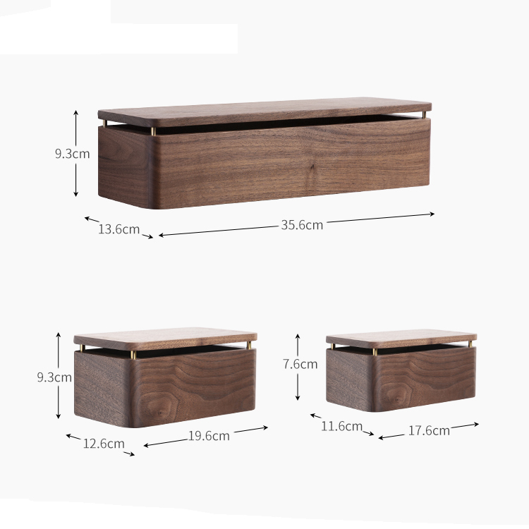 Black Walnut Wooden Wall-mounted Tissue Box Organize Storage