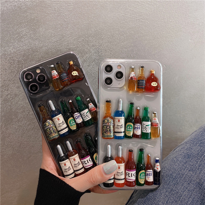 Creative Transparent Three-dimensional Wine Bottle Apple Phone Case