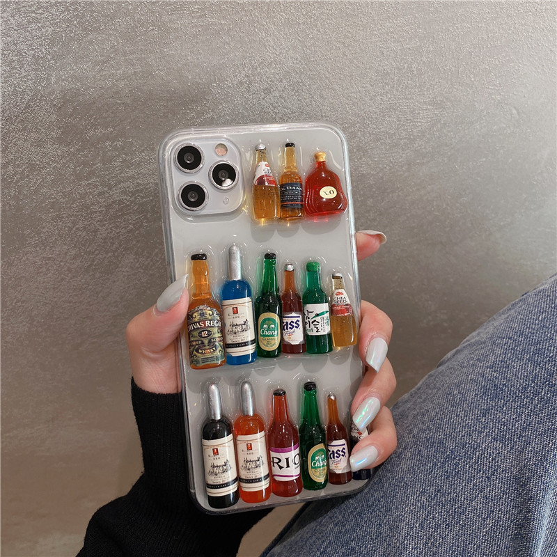 Creative Transparent Three-dimensional Wine Bottle Apple Phone Case