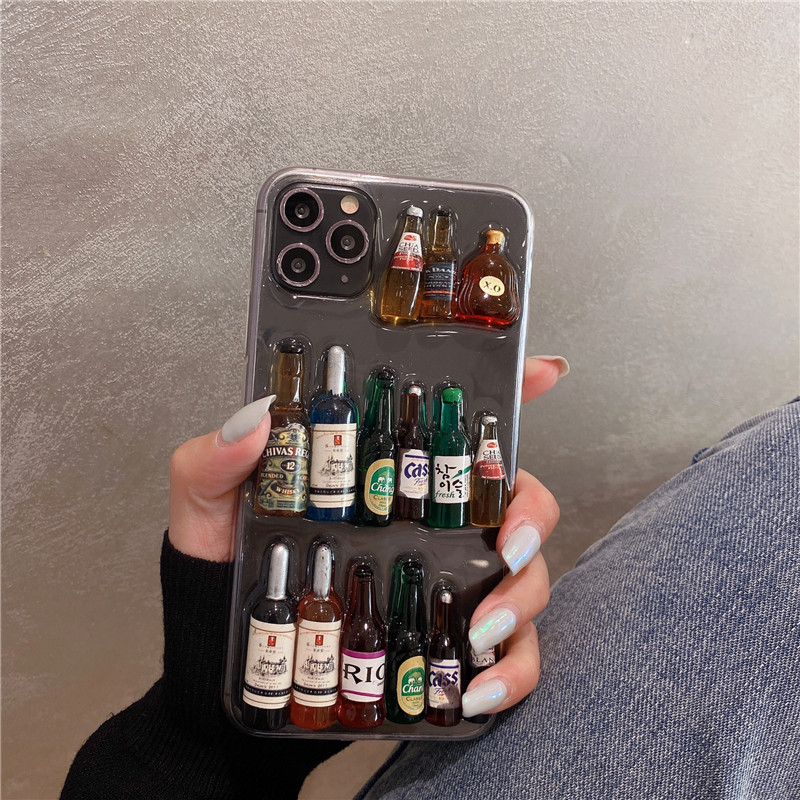 Creative Transparent Three-dimensional Wine Bottle Apple Phone Case