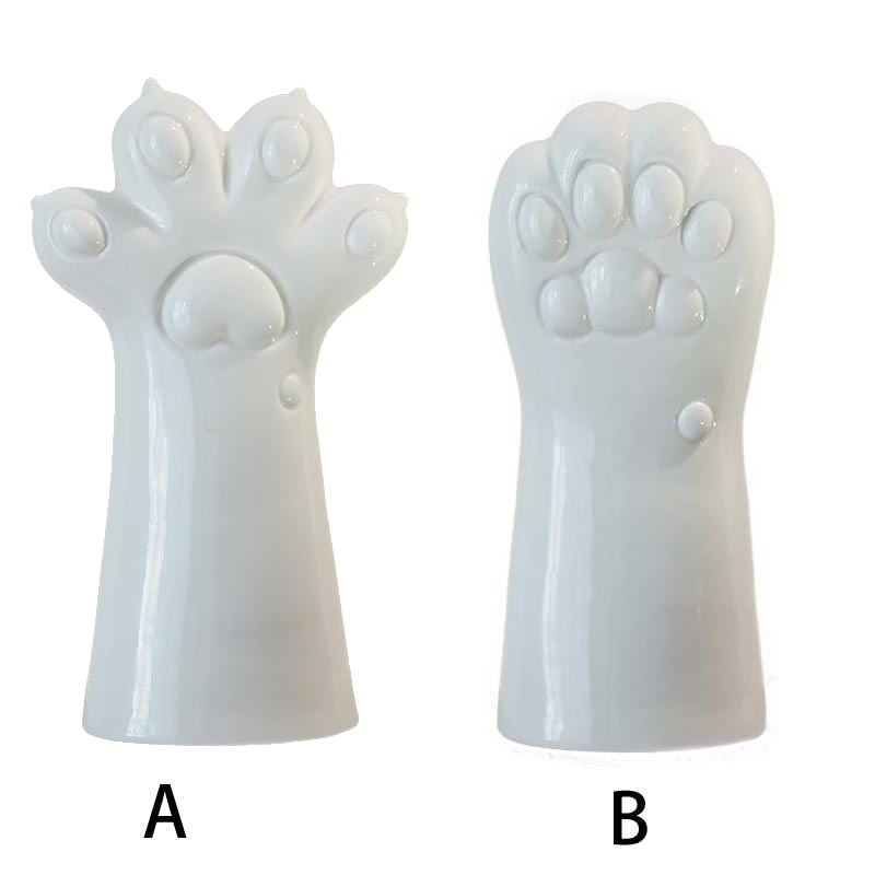 Creative White Ceramic Cat Claw Desktop Small Vase