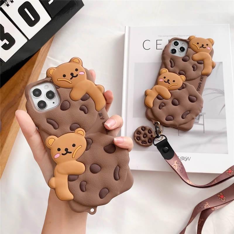 Cute Biscuit Bear Cartoon Iphone Cell Phone Case