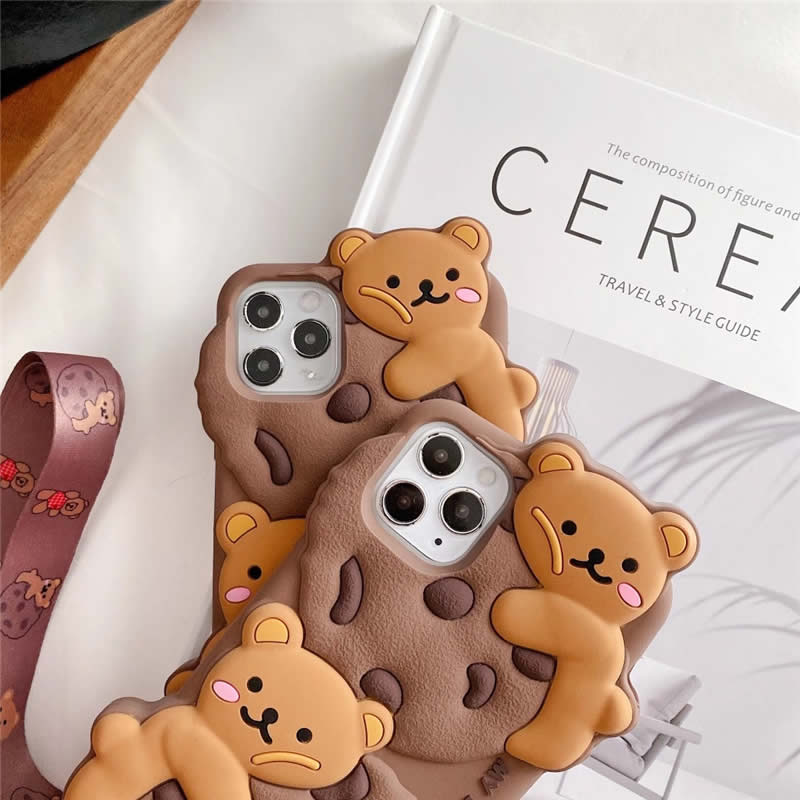 Cute Biscuit Bear Cartoon Iphone Cell Phone Case