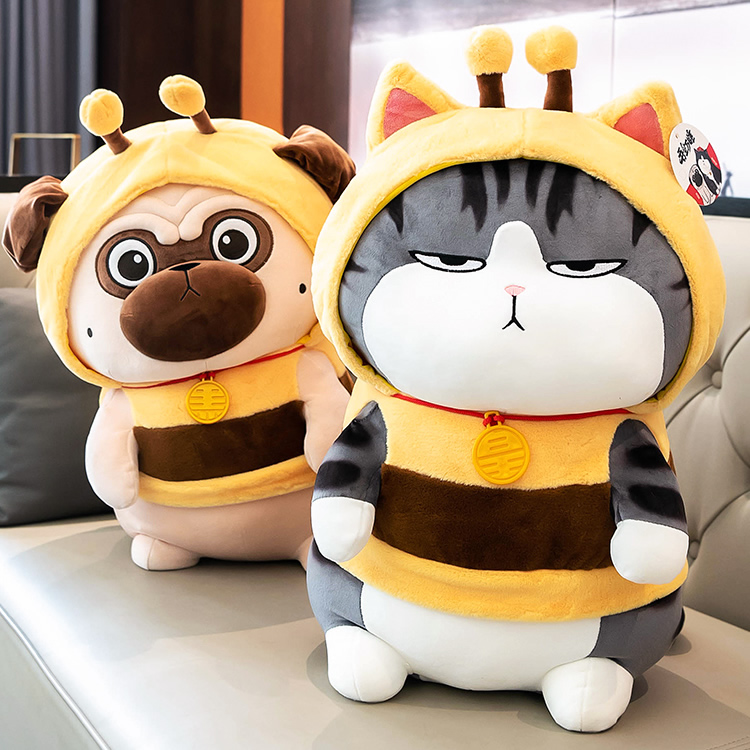 Cute Cat And Dog Dress Up Bee Plush Toy