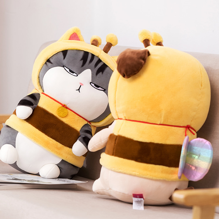 Cute Cat And Dog Dress Up Bee Plush Toy