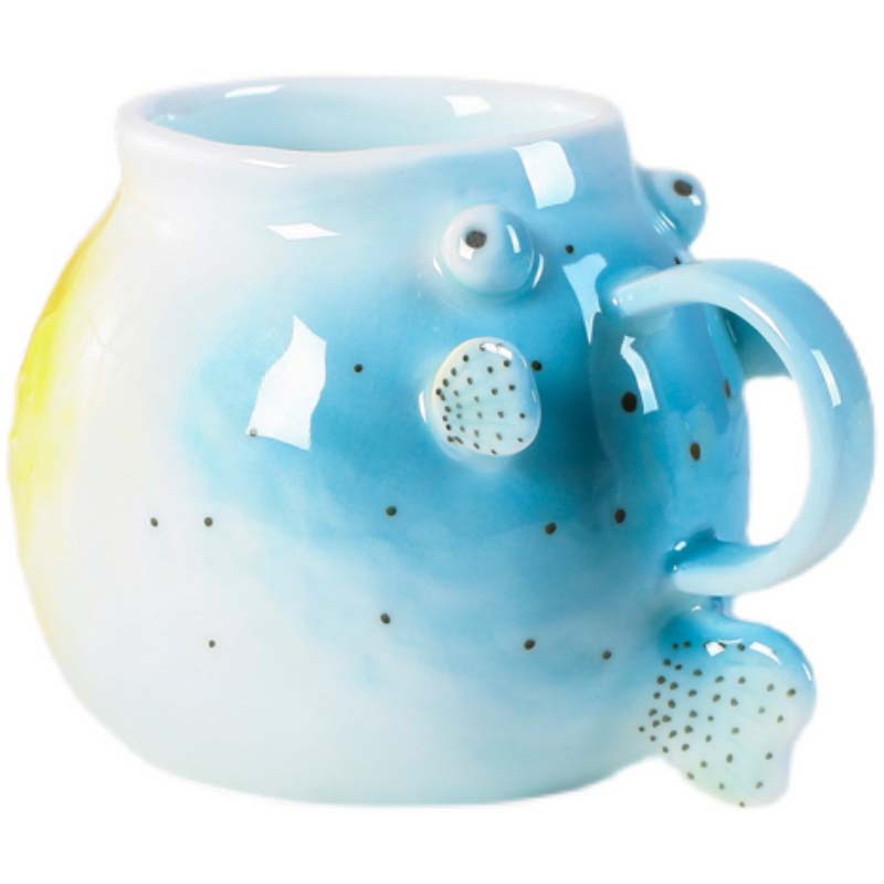 Exquisite Art Small Puffer Fish Ceramic Milk Mug