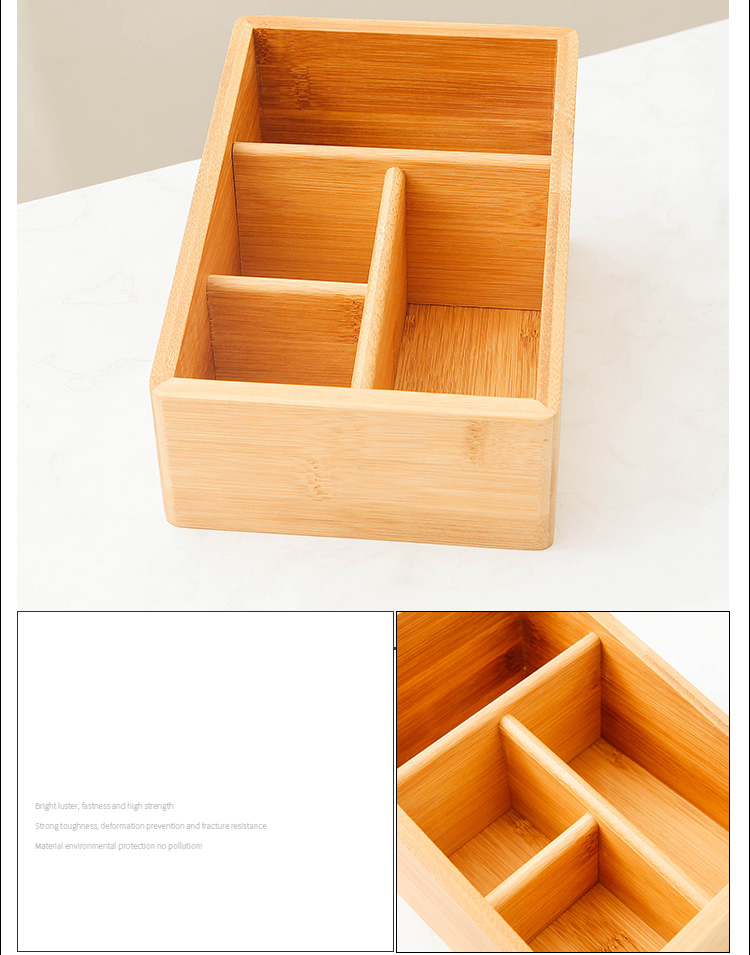 Simple Multi-Grid Bamboo Wood Organize Storage Box