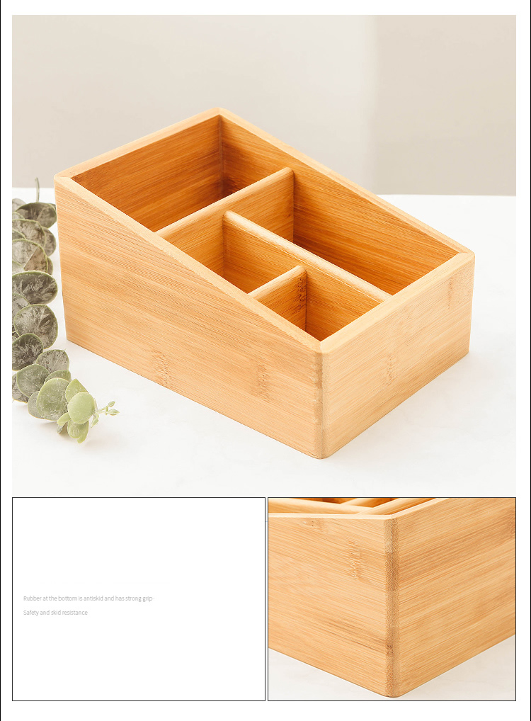 Simple Multi-Grid Bamboo Wood Organize Storage Box