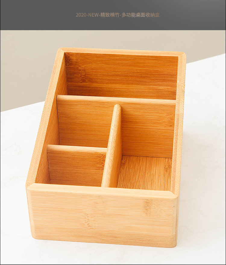 Simple Multi-Grid Bamboo Wood Organize Storage Box