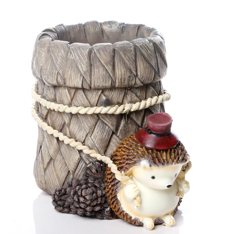 Stump Hedgehog Pen Holder Desktop Organize Storage