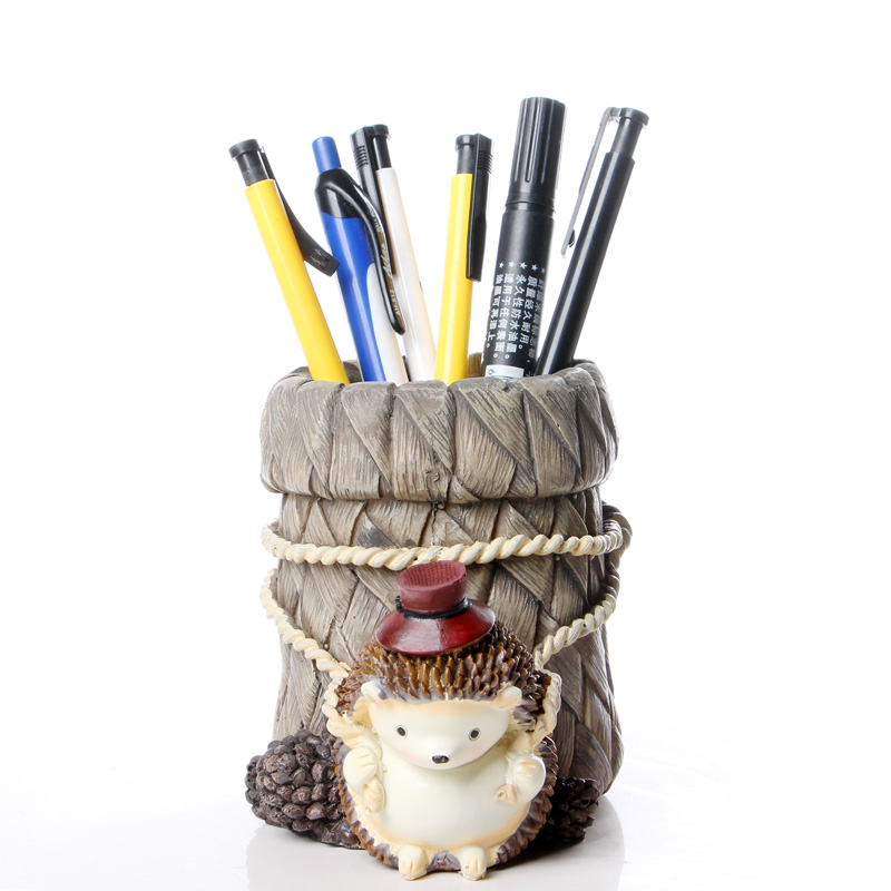 Stump Hedgehog Pen Holder Desktop Organize Storage