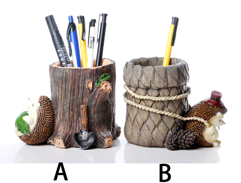 Stump Hedgehog Pen Holder Desktop Organize Storage