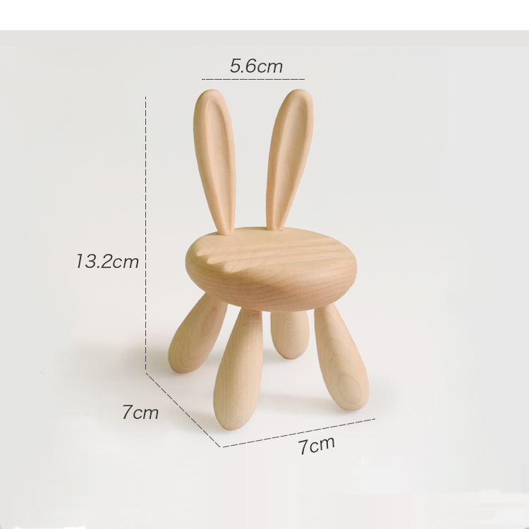 Wooden Rabbit Big Ears Chair Phone Holder