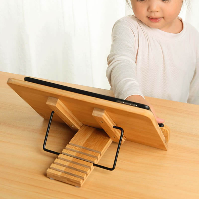 Bamboo Wood Height Adjustment Reading Frame Ipad Holder