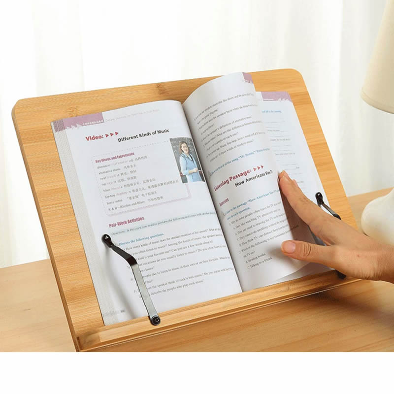 Bamboo Wood Height Adjustment Reading Frame Ipad Holder