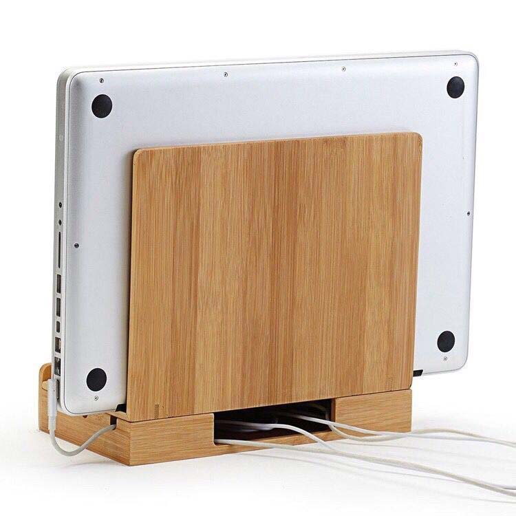 Bamboo Wood Multi-cell IPad Storage Rack Mobile Phone Holder