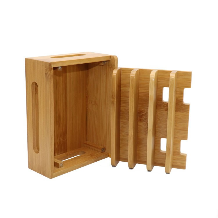 Bamboo Wood Multi-cell IPad Storage Rack Mobile Phone Holder