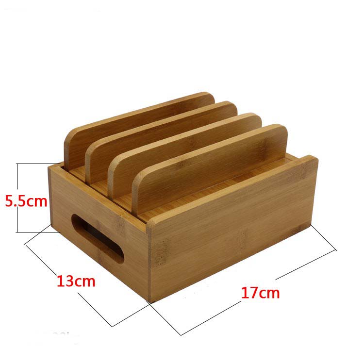 Bamboo Wood Multi-cell IPad Storage Rack Mobile Phone Holder