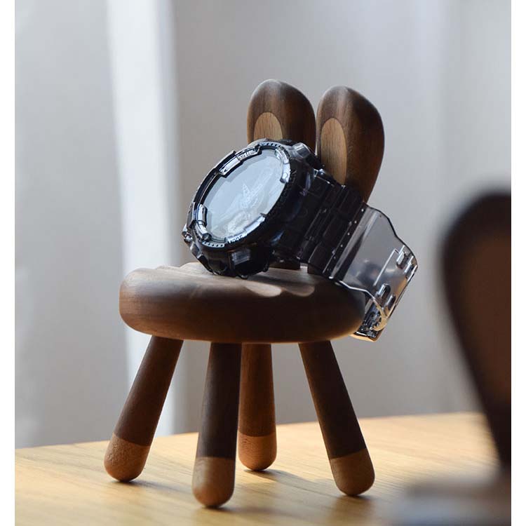 Black Walnut Wood Bunny Ears Chair Phone Holder
