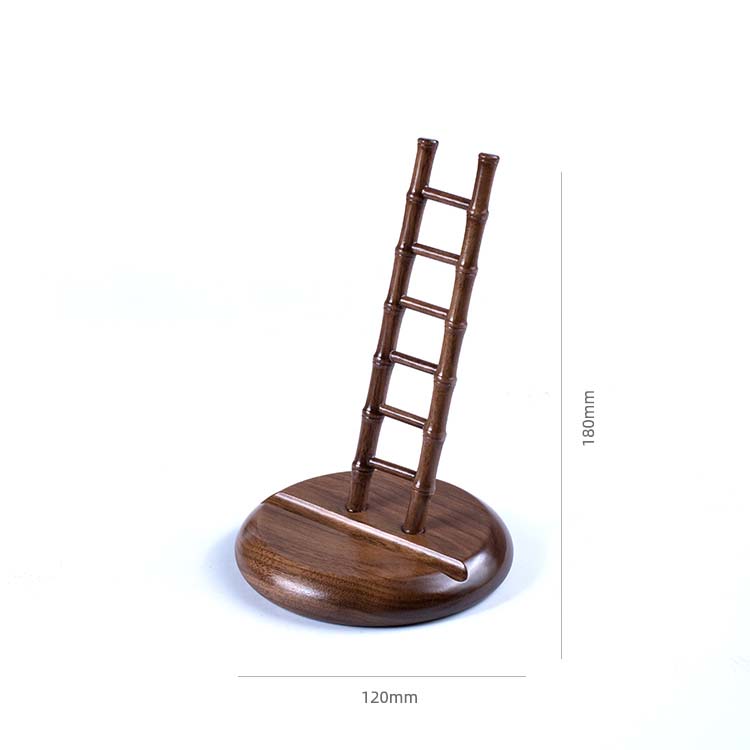 Black Walnut Wooden Ladder Shape Mobile Phone Holder