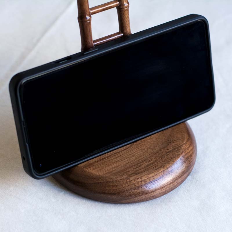 Black Walnut Wooden Ladder Shape Mobile Phone Holder