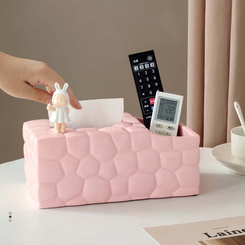 Cute Cartoon Abstract Geometric Art Tissue Box Remote Control Phone Storage Box