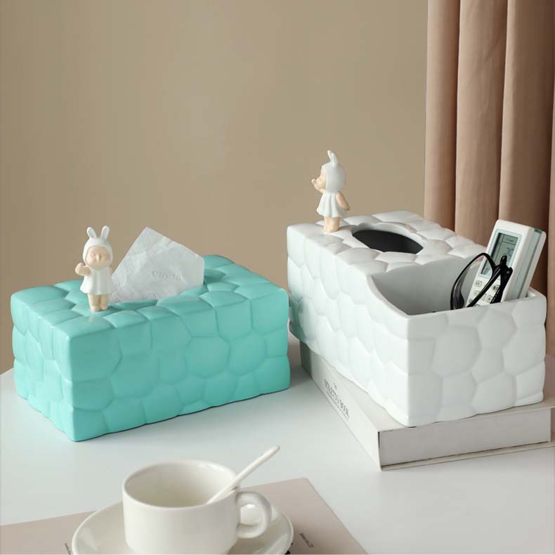 Cute Cartoon Abstract Geometric Art Tissue Box Remote Control Phone Storage Box