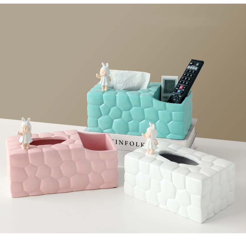 Cute Cartoon Abstract Geometric Art Tissue Box Remote Control Phone Storage Box