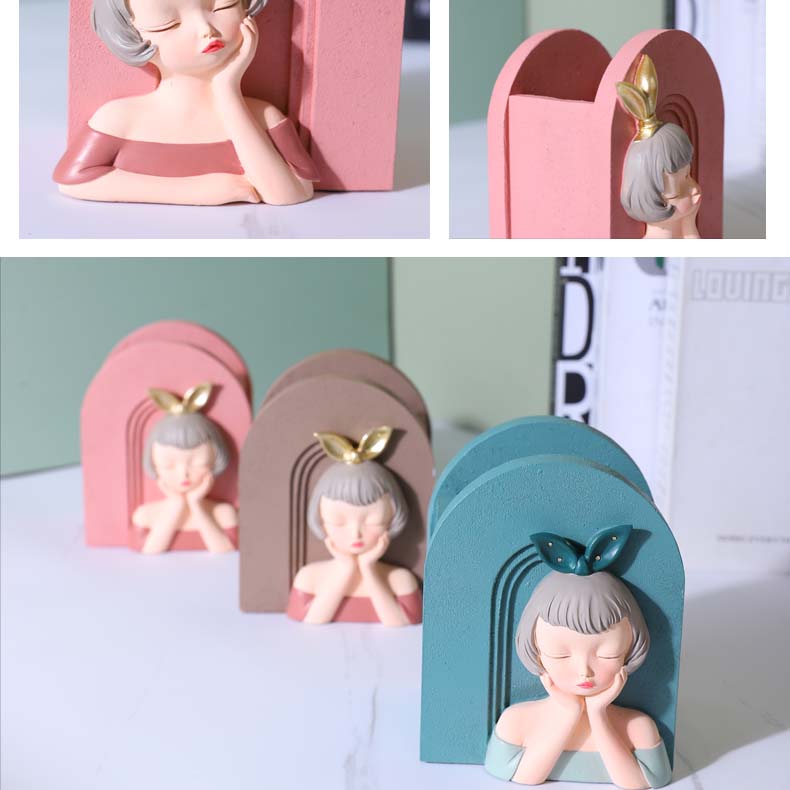 Cute Cartoon Girl Desktop Organize Pen Holder