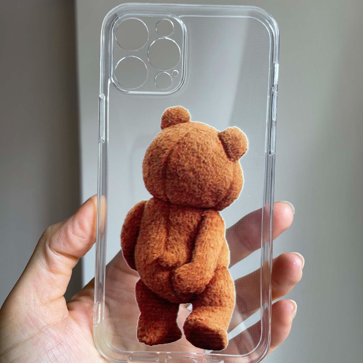 Cute Cartoon Playful Bear Transparent Phone Case