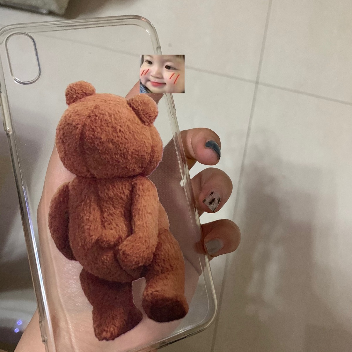 Cute Cartoon Playful Bear Transparent Phone Case